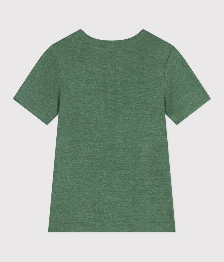 Camiseta de lino de manga corta para mujer verde