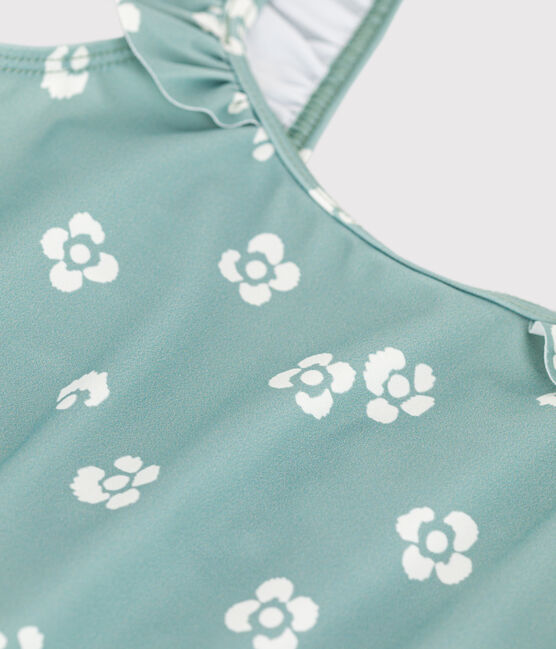 Bañador infantil con flores azul PAUL/blanco MARSHMALLOW