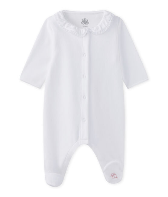 Pijama de terciopelo bebé niña blanco ECUME