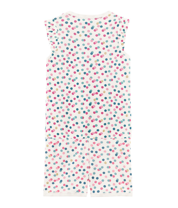 Pijama corto de punto de algod&oacute;n para ni&ntilde;a blanco/multicolor