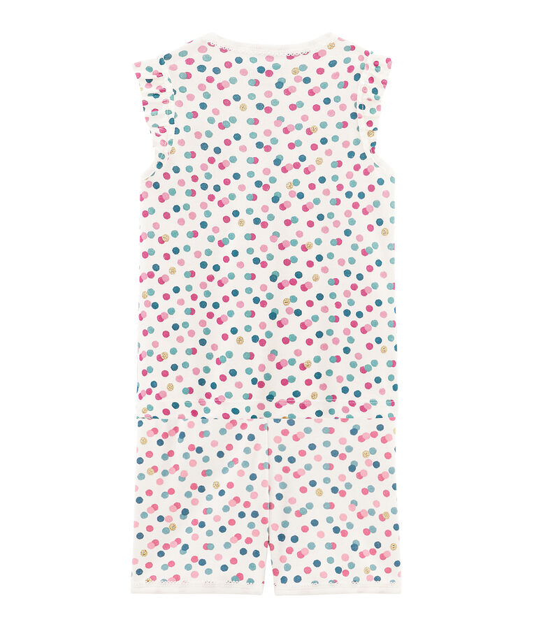 Pijama corto de punto de algod&oacute;n para ni&ntilde;a blanco/multicolor