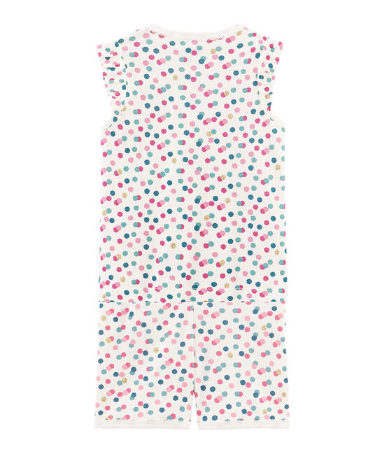 Pijama corto de punto de algodón para niña blanco MARSHMALLOW/blanco MULTICO