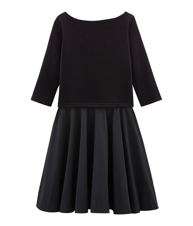 Robe bi-mati&egrave;re manches longues femme negro