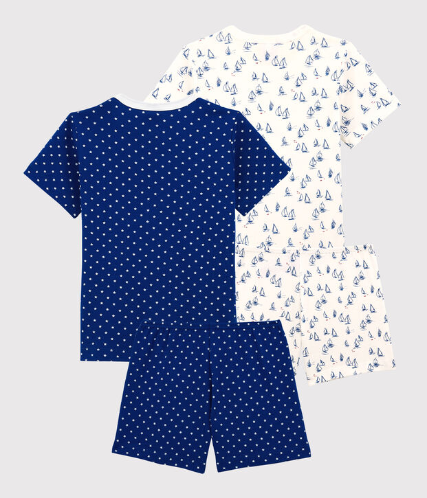 Juego de 2 pijamas cortos, uno de veleros y otro de estrellas, de algod&oacute;n de ni&ntilde;o multicolor