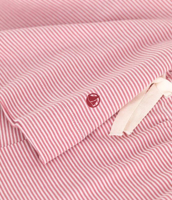 Pijama corto de algodón a rayas para mujer rosa ROSEWOOD/ MARSHMALLOW