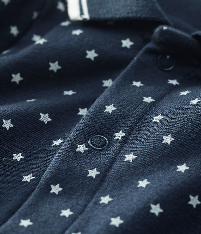 Bodi de manga larga con cuello de polo para beb&eacute; azul/blanco