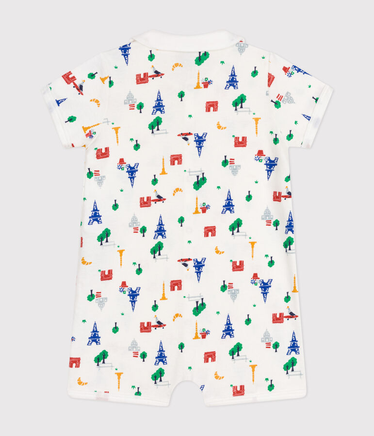 Mono corto de algod&oacute;n para beb&eacute; blanco MARSHMALLOW/blanco MULTICO