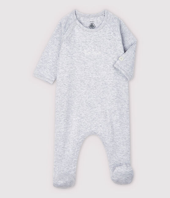 Pijama enterizo gris jaspeado de bebé de algodón ecológico gris POUSSIERE CHINE