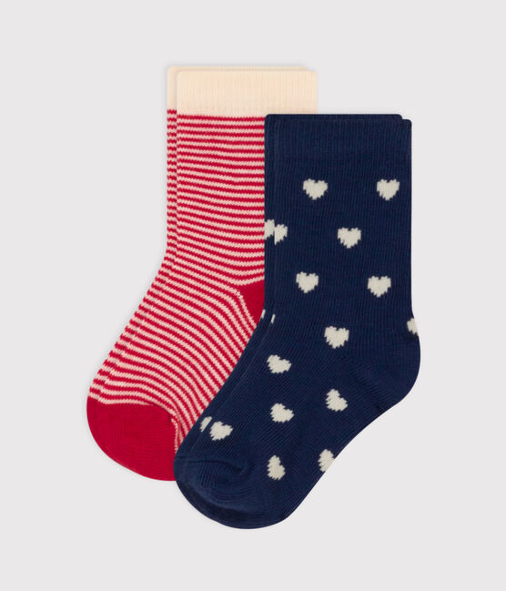 Juego de 2 pares de calcetines de punto de algodón con corazones para bebé variante 1