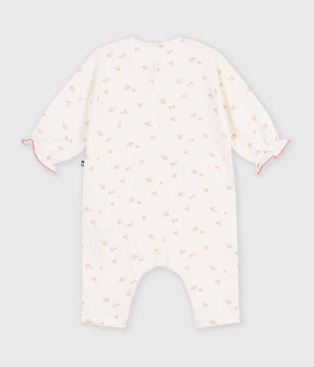 Combinaison b&eacute;b&eacute; en coton &agrave; volants imprim&eacute;e &agrave; fleurs crudo/multicolor