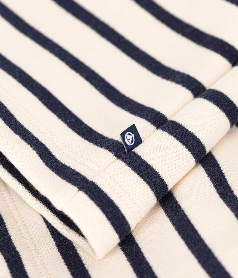 Vestido de manga larga de felpa cepillada para ni&ntilde;a crudo/azul