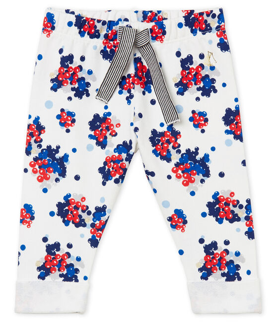 Pantalón para bebé niña estampado blanco MARSHMALLOW/blanco MULTICO