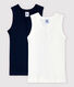 Lote de 2 camisetas de tirantes de algodón de canalé de niño