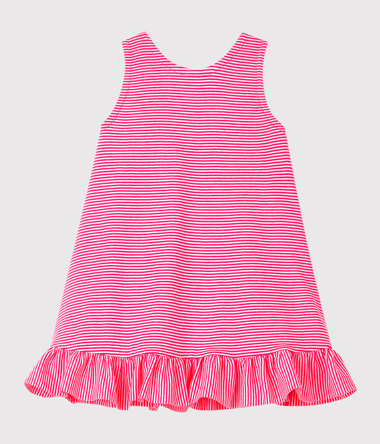 Vestido sin mangas para beb&eacute; ni&ntilde;a de punto rosa GEISHA/blanco MARSHMALLOW