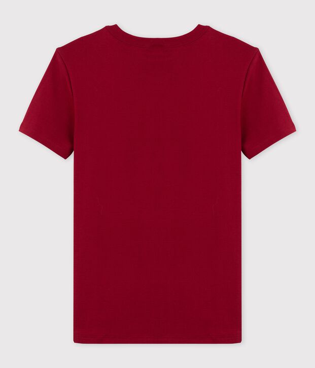 Camiseta de cuello redondo emblem&aacute;tica de algod&oacute;n de mujer rojo