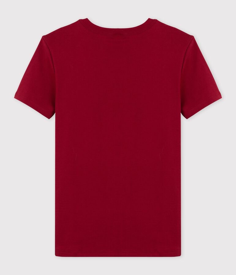 Camiseta de cuello redondo emblem&aacute;tica de algod&oacute;n de mujer rojo