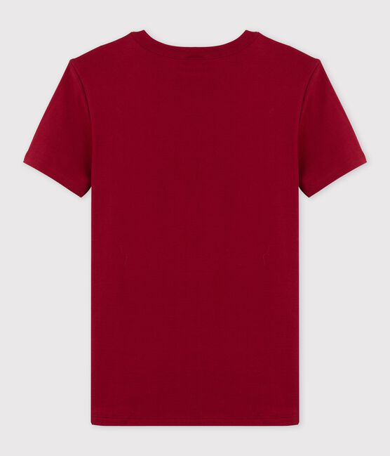 Camiseta de cuello redondo emblemática de algodón de mujer rojo SANGRIA