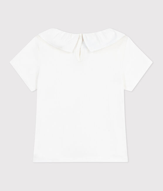 Camiseta infantil lisa de manga corta de algodón con cuello blanco MARSHMALLOW