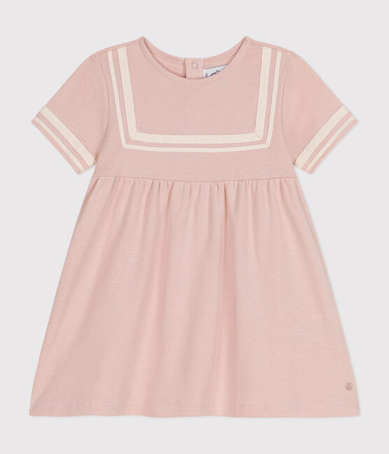 Vestido de estilo marinero de algodón orgánico para bebé. rosa SALINE
