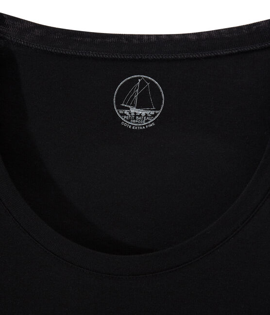 Camiseta de manga larga con cuello de bailarina de mujer negro NOIR