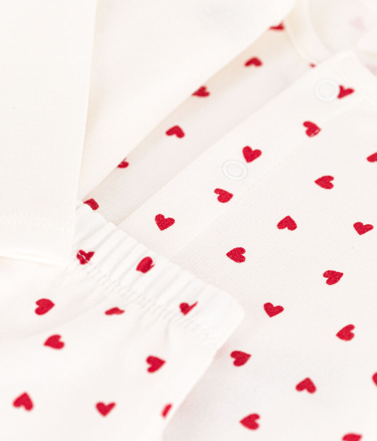Conjunto de mulet&oacute;n con estampado de corazones para beb&eacute; blanco/rojo