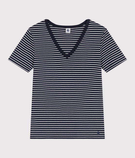 Camiseta Icónica de algodón a rayas para mujer azul SMOKING/blanco MARSHMALLOW