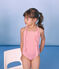 Traje de baño 1 pieza para niña rosa GROSEILLER/blanco MARSHMALLOW
