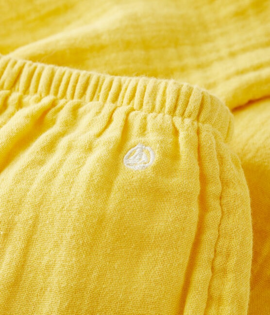 Pantalón de gasa de algodón ecológico para bebé amarillo ORGE