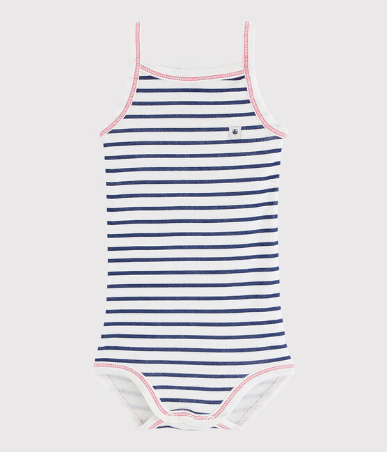 Bodi de tirantes de bebé de niña blanco MARSHMALLOW/azul MEDIEVAL