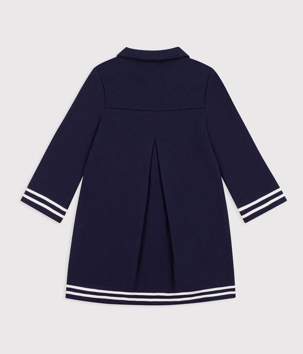 Vestido infantil liso de manga larga de algod&oacute;n SMOKING