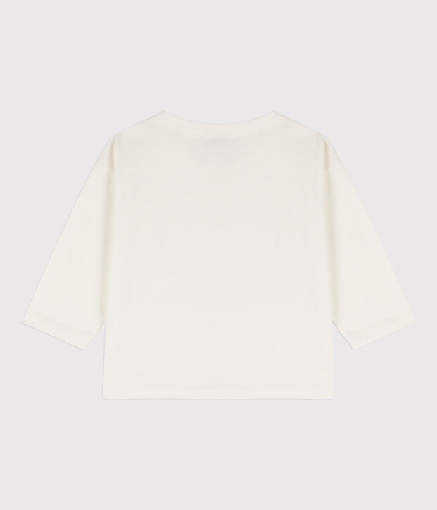 Camiseta de algod&oacute;n de manga larga para beb&eacute; blanco