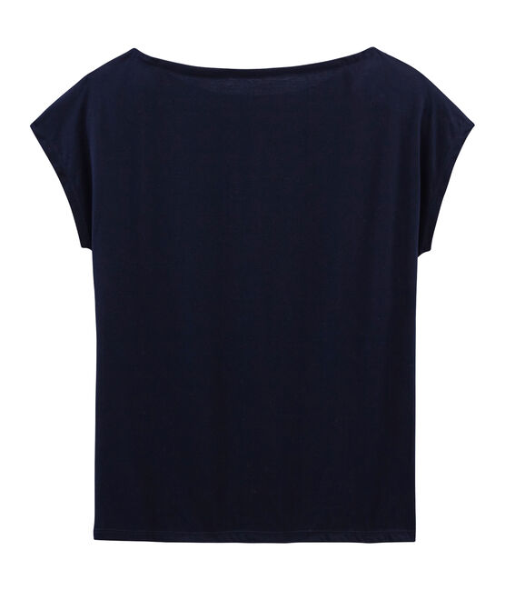 Camiseta manga corta de algodón Sea Island para mujer azul MARINE