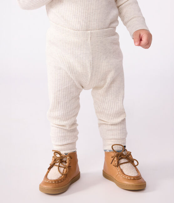 Leggings lisos de algodón para bebé beige MONTELIMAR CHINE