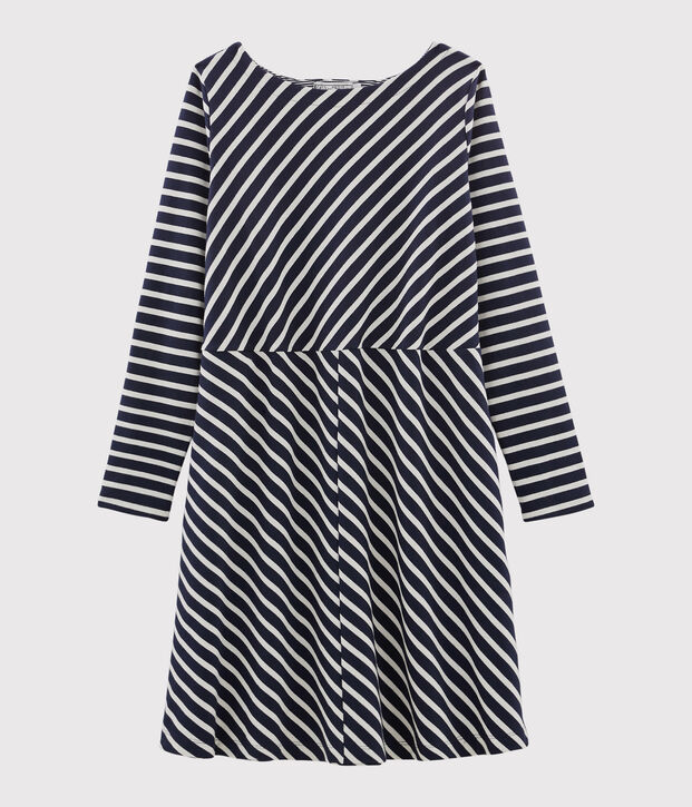 Vestido con manga larga para mujer azul/blanco