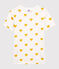 Camiseta de cuello redondo con corazones de algodón de mujer blanco MARSHMALLOW/amarillo OCRE