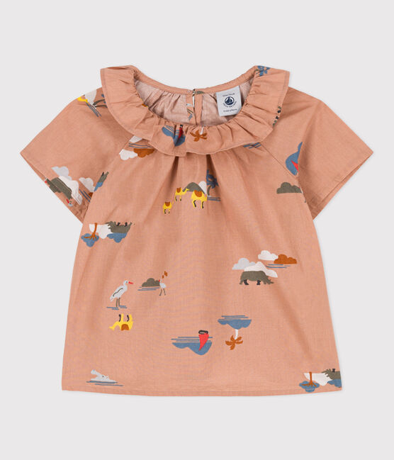 Blusa estampada de manga corta de popelina para bebé VINTAGE/ MULTICO
