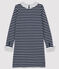 Vestido de mujer Petit Bateau x Deyrolle azul SMOKING/blanco MARSHMALLOW