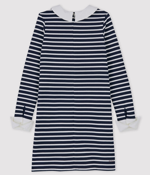 Vestido de mujer Petit Bateau x Deyrolle azul/blanco