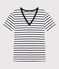 Camiseta LA ICONICA de algodón con cuello de pico para mujer blanco MARSHMALLOW/azul SMOKING
