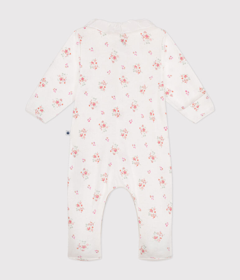 Pijama de algod&oacute;n con estampado de flores para beb&eacute; blanco/multicolor