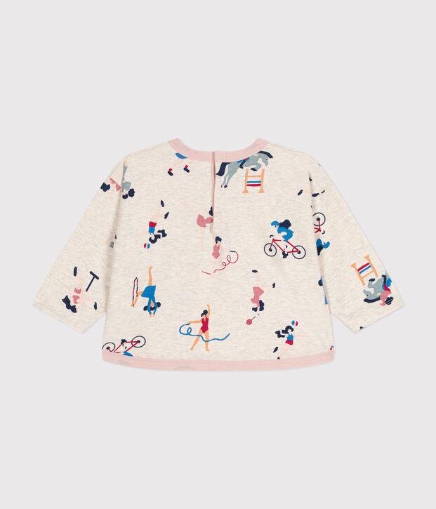 Camiseta de manga larga de punto fino para beb&eacute; beige/multicolor