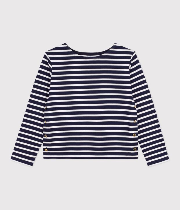 Marinera de algod&oacute;n a rayas para mujer azul/blanco