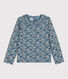 Camiseta con flores de algodón de manga larga de niña