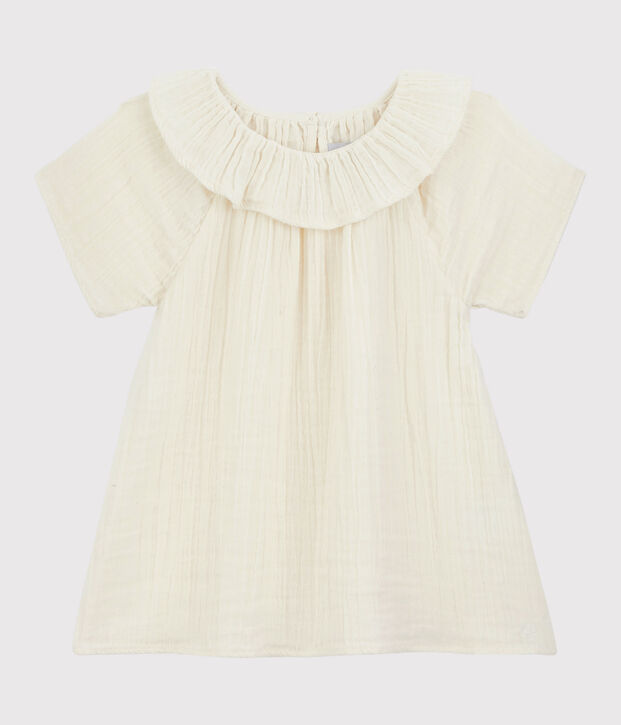 Blusa de gasa de algod&oacute;n org&aacute;nico para ni&ntilde;a blanco