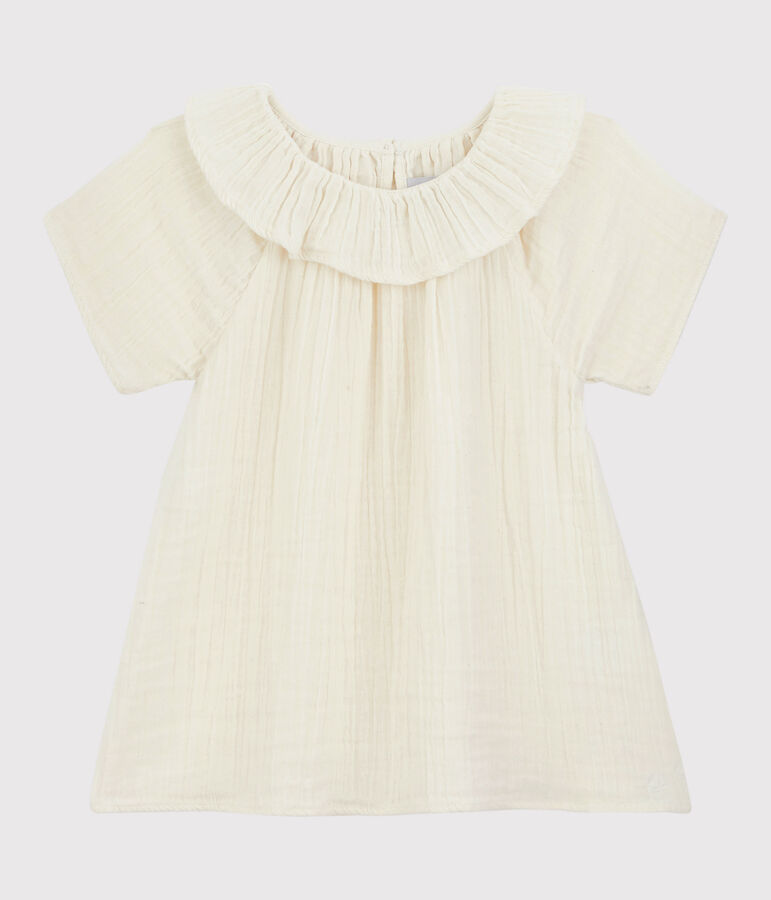 Blusa de gasa de algod&oacute;n org&aacute;nico para ni&ntilde;a blanco
