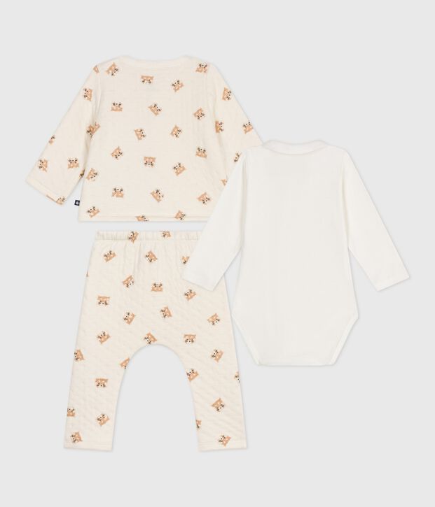 Conjunto de 3 piezas de algod&oacute;n con estampado de pandas rojos para beb&eacute; crudo/multicolor