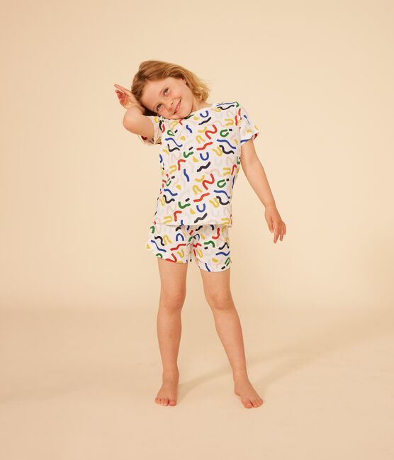 Pijama corto infantil con estampado fosforescente de algodón blanco MARSHMALLOW/blanco MULTICO