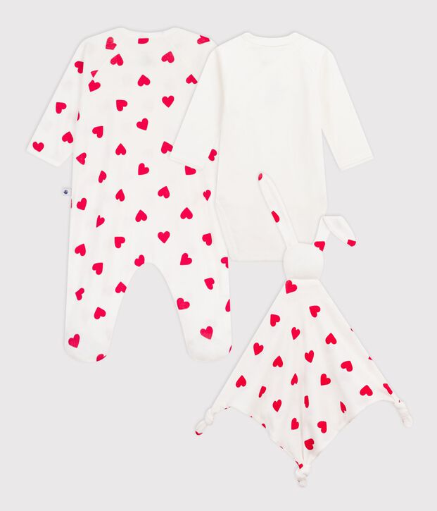 Estuche regalo de algod&oacute;n con estampado de coraz&oacute;n para reci&eacute;n nacido multicolor
