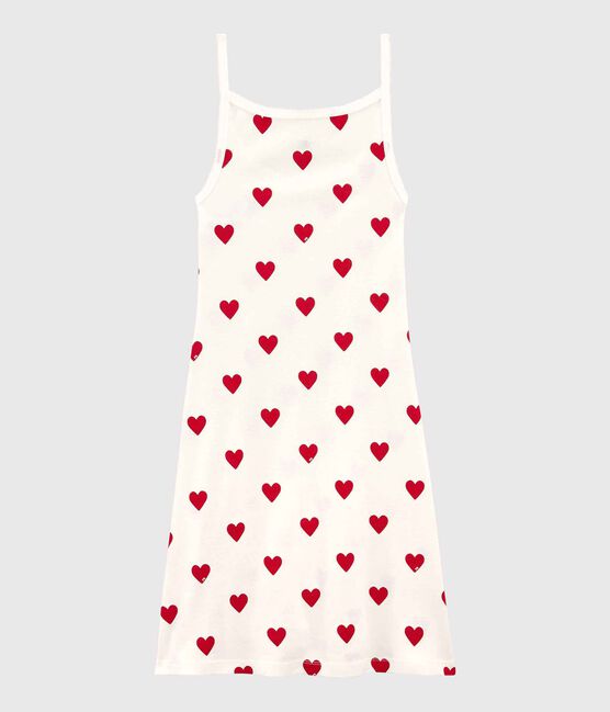 Vestido de tirantes de algodón con corazones de mujer blanco MARSHMALLOW/rojo TERKUIT