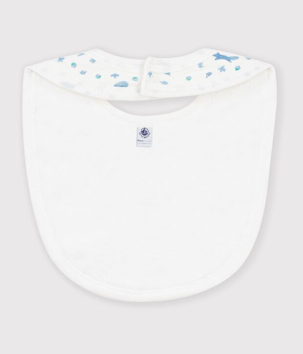 Babero de algod&oacute;n estampado para beb&eacute; blanco/azul